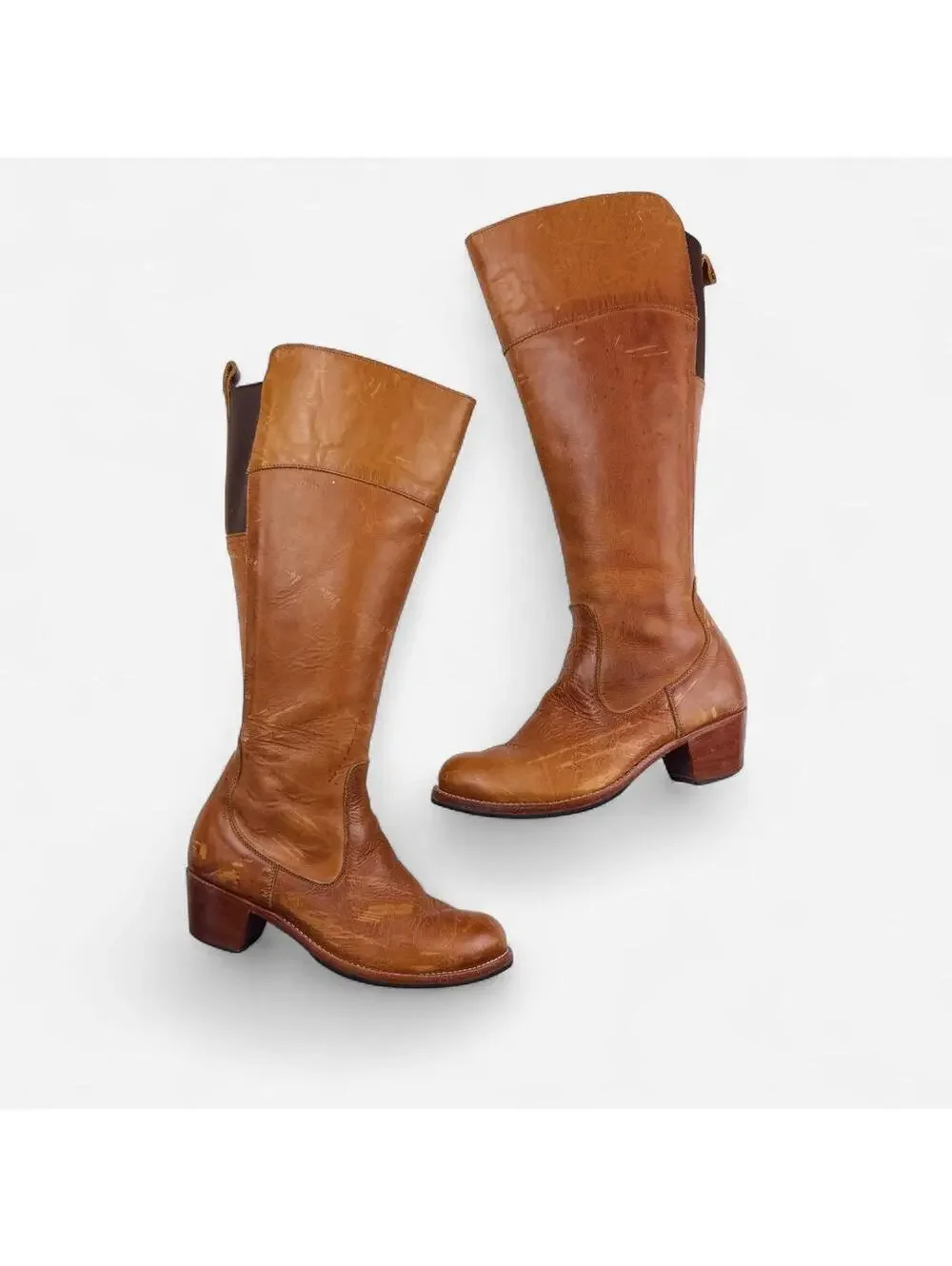 Adelante Cognac Leather Tall Riding Boots in Brown